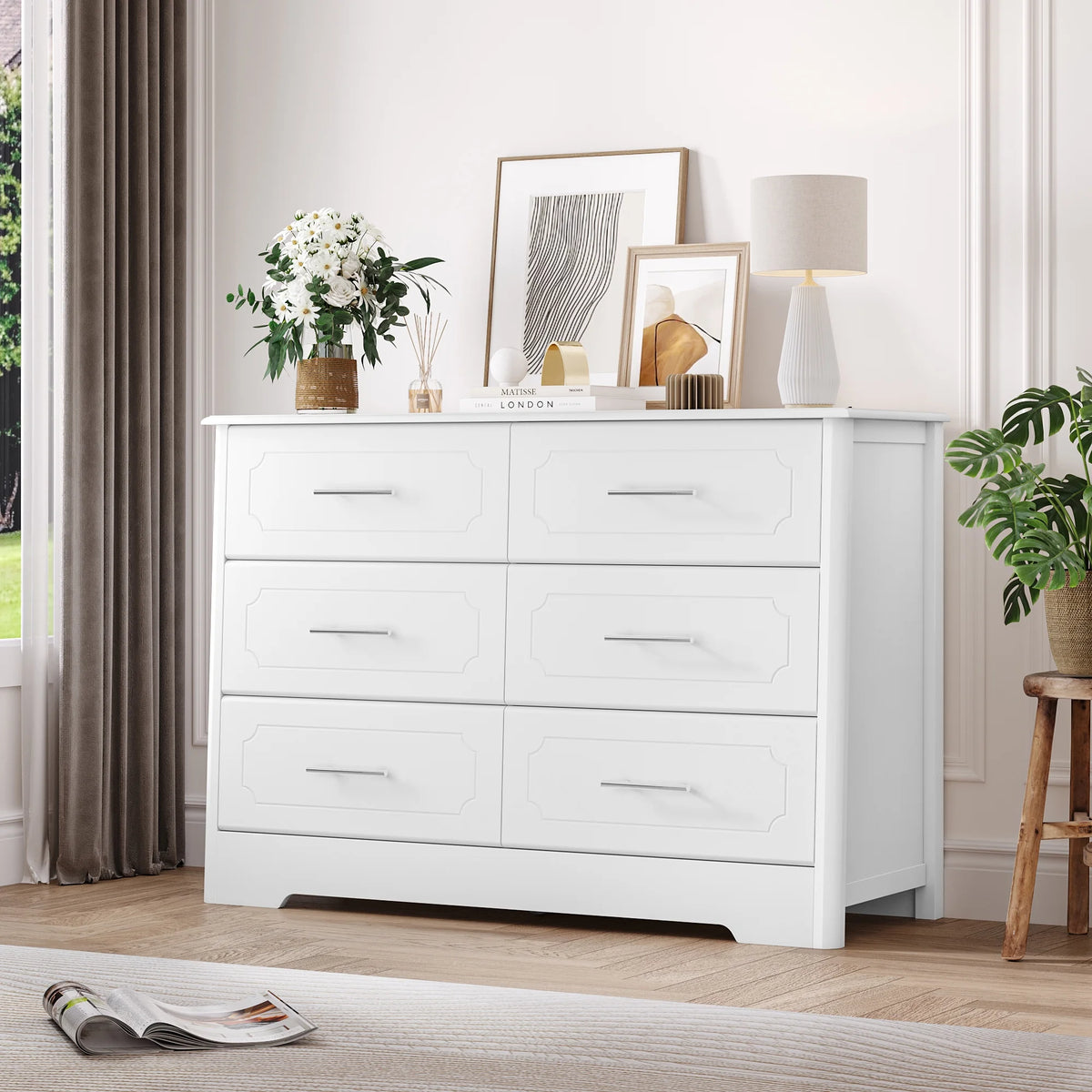 White 6 Drawer Double Dresser Z86810