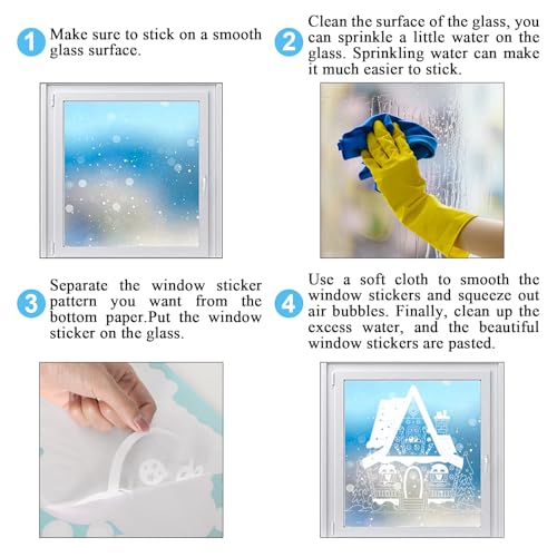 Extra Large Christmas Window Clings 4 Sheets Double-Sided Glass Decals Y589
