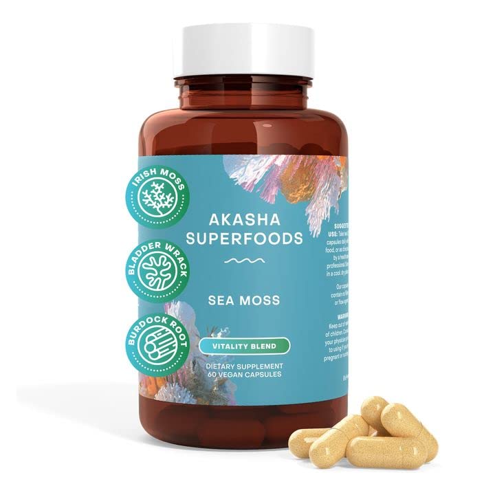 Sea Moss Capsules 60 Caps Organic Irish Moss Bladderwrack Burdock Root Y44664