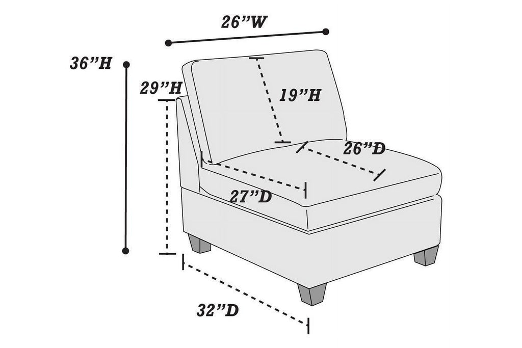 Modular Sectional 6pc Set Gray V3335