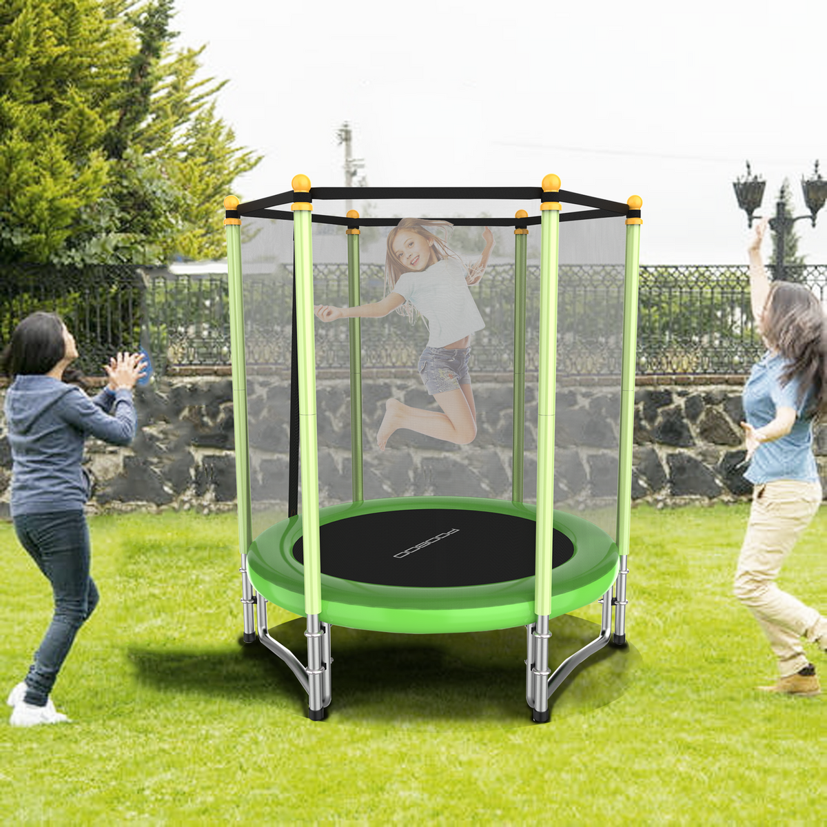 55" Kids Trampoline with Safety Enclosure Net E319