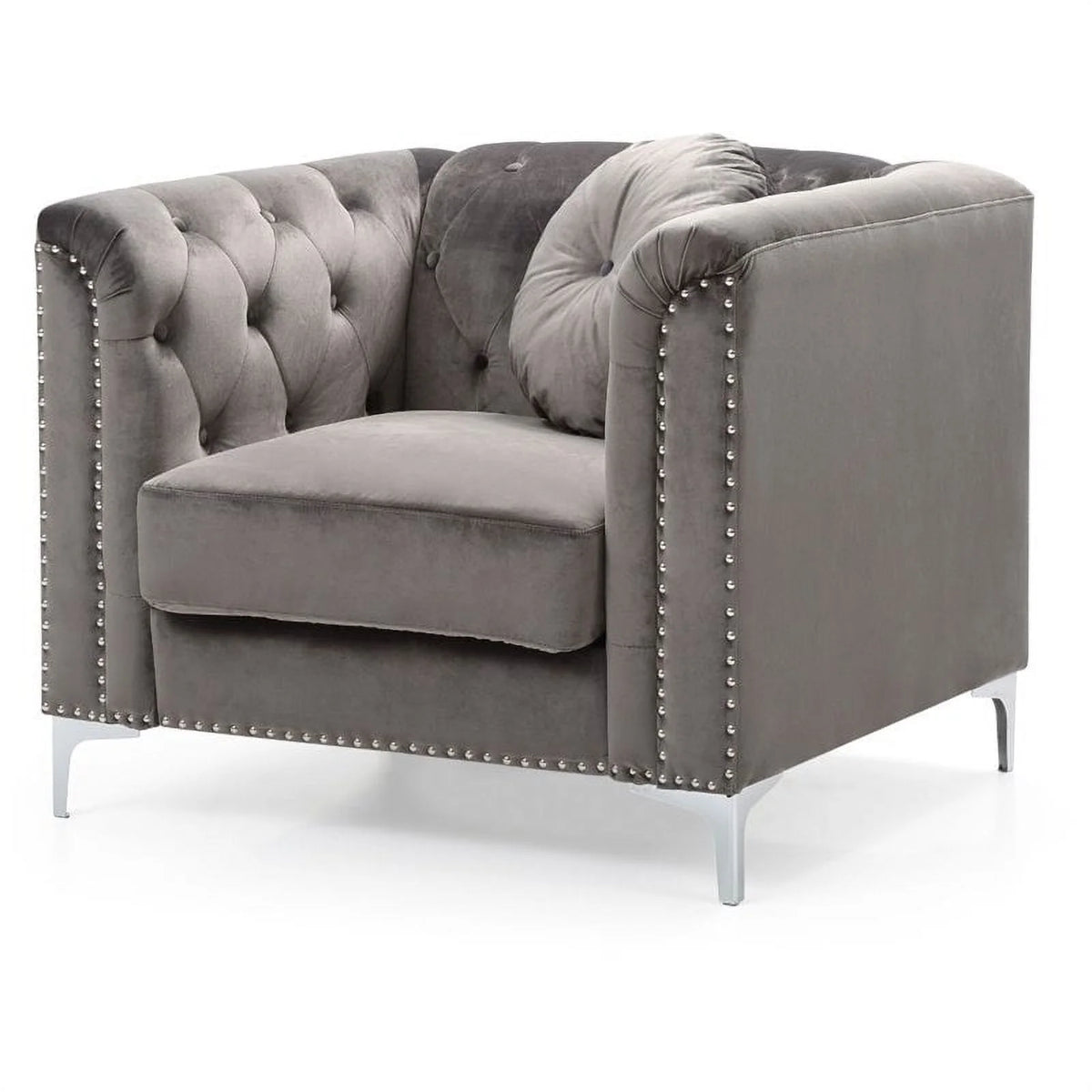 Velvet Sofa Chaise and Chair 2-Piece Set Dark Gray H6757