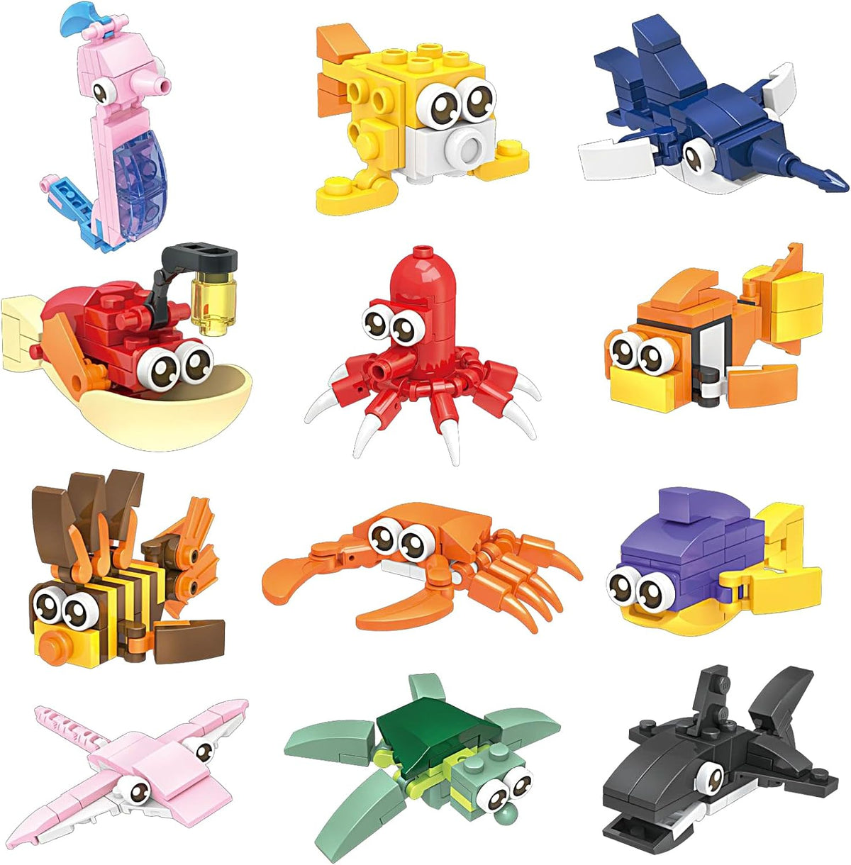 12PCS Sea Animal Mini Building Blocks Building Sets T8284