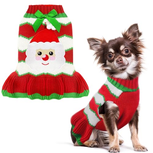 Red Striped Knitted Dog Sweater with Harness Hole E75020