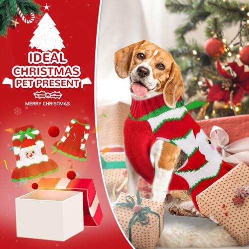 Red Striped Knitted Dog Sweater with Harness Hole E75020