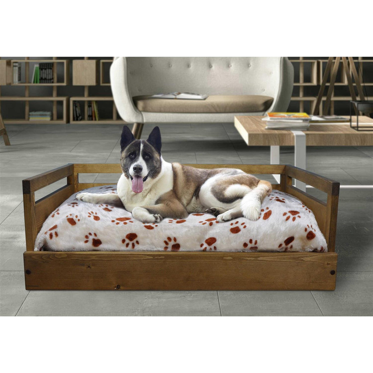 Wooden Pet Bed with Cushion F102214