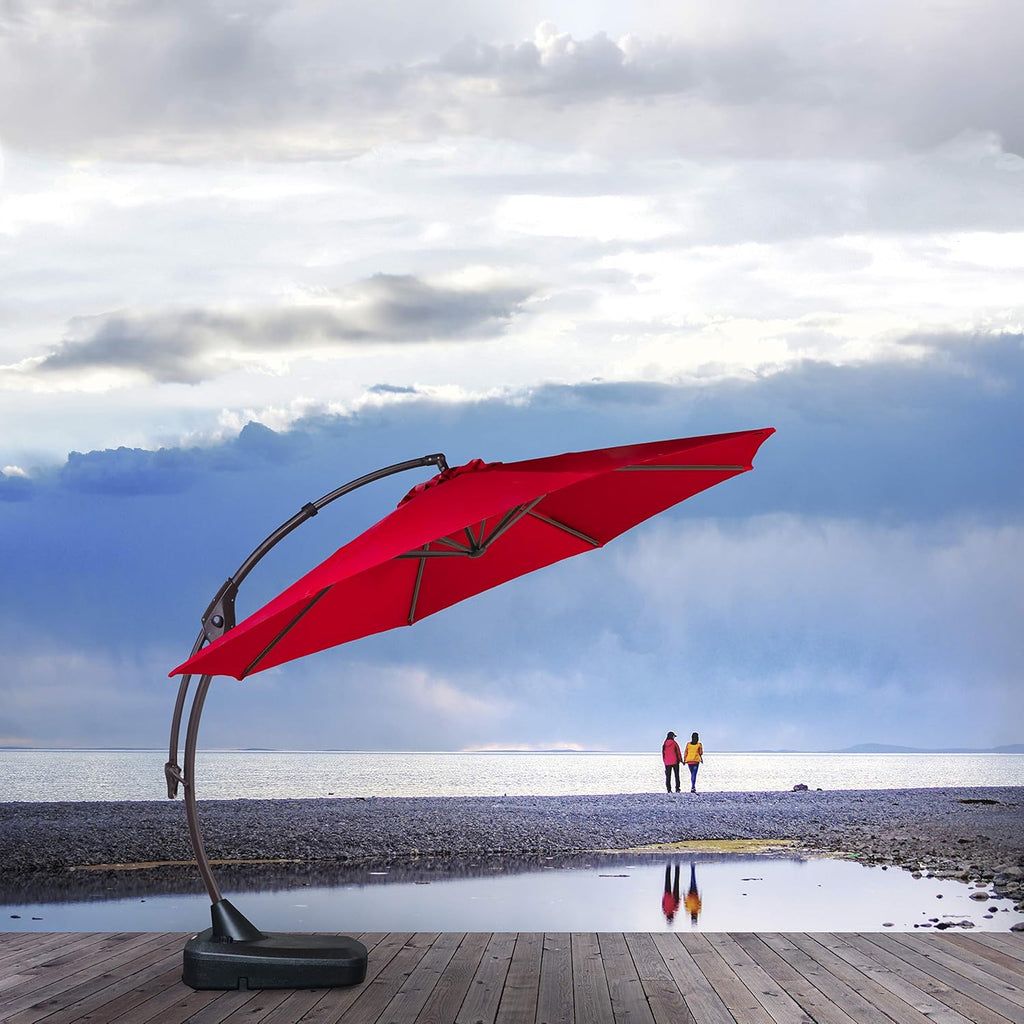 Brick Red 11 FT Aluminum Cantilever Umbrella with Base R9239