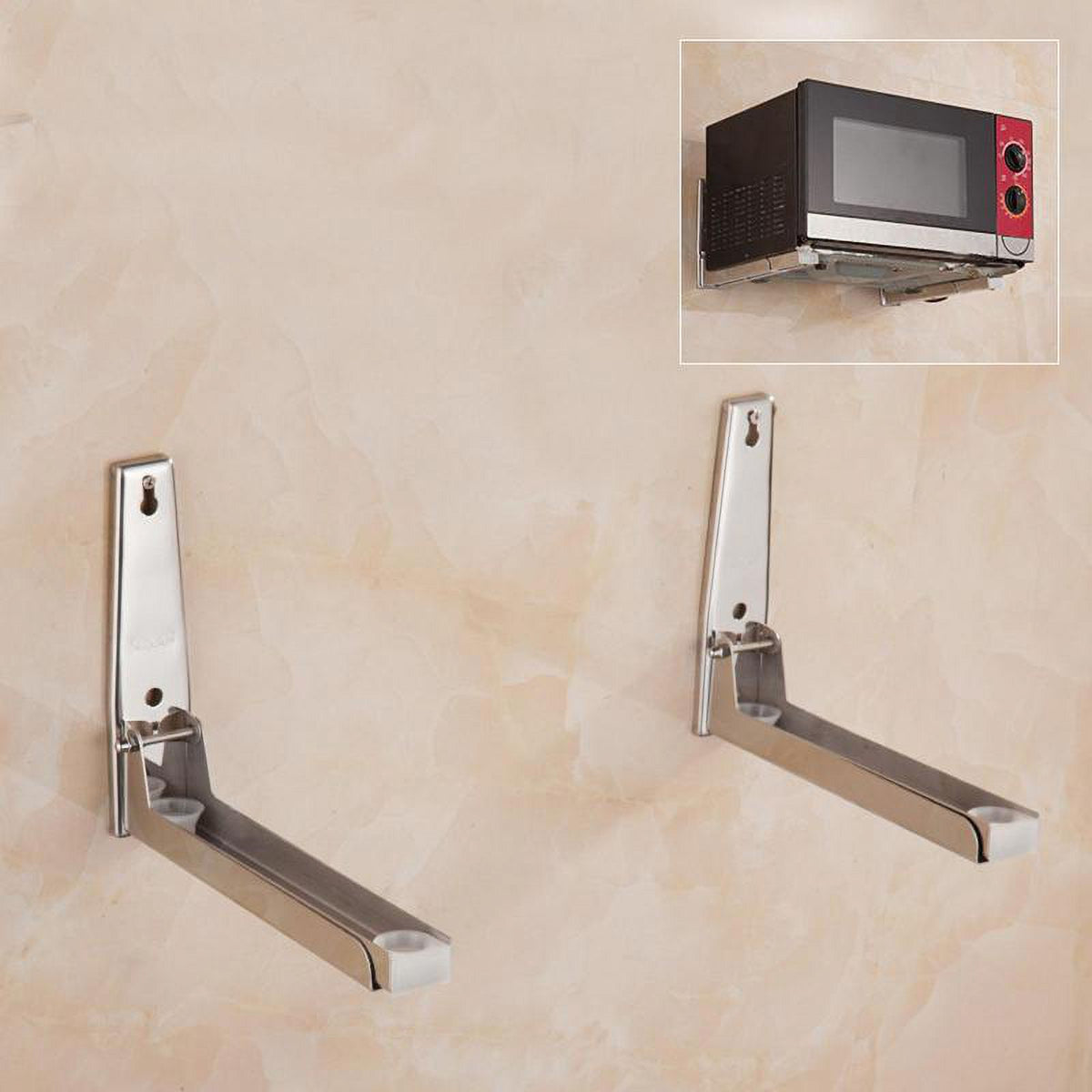 Stainless Steel Microwave Oven Shelf Rack Wall Mounted Stand Support Frame Q4188