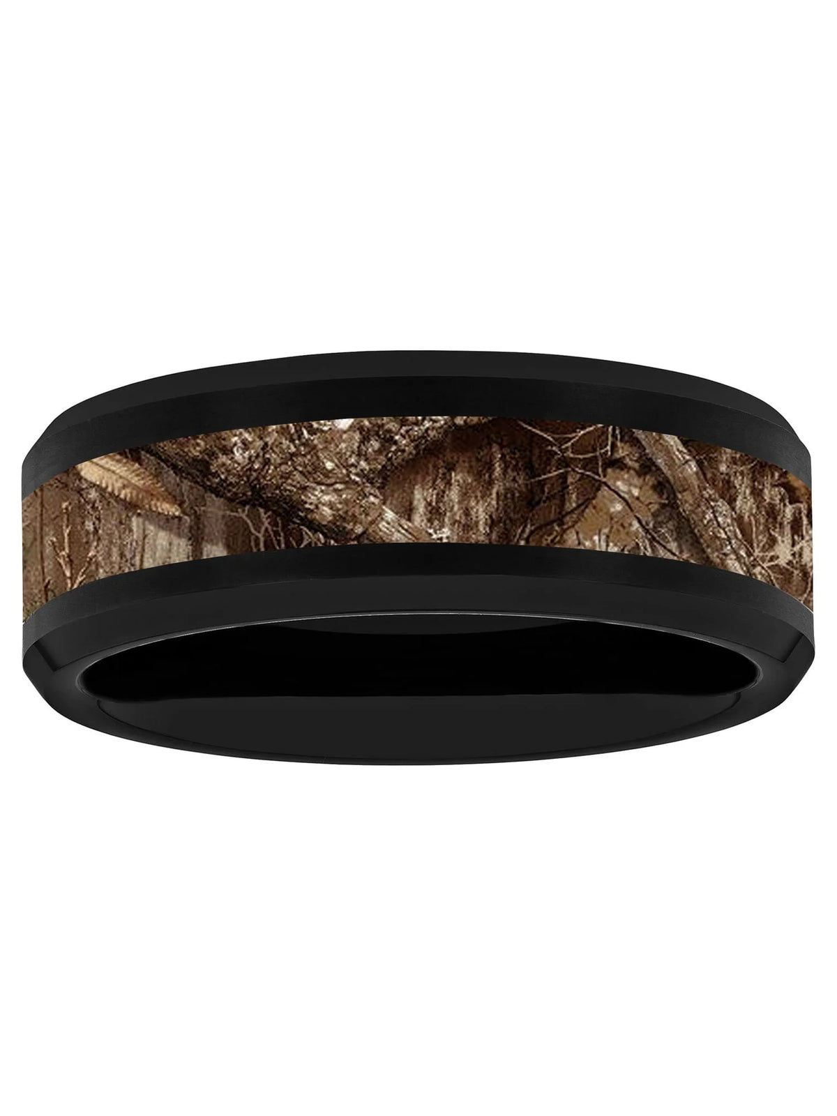 Black Tungsten Brown Camo Center 8MM Wedding Band Q16757