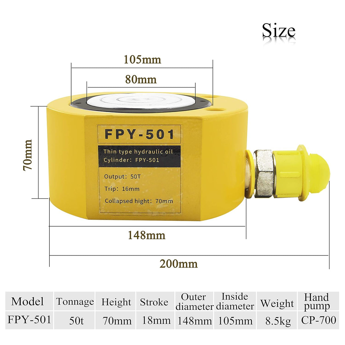 50 ton Low Profile Hydraulic Ram Jack V33080