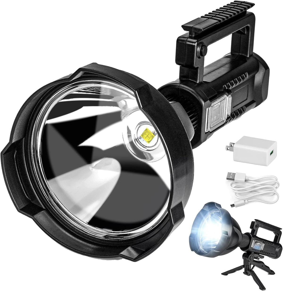 Rechargeable LED Handheld Flashlight Spotlight 4 Modes Waterproof Searchlight D400621