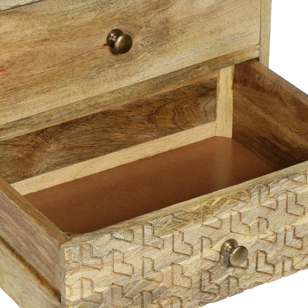 Handmade Mango Wood 3 Drawer Nightstand U466