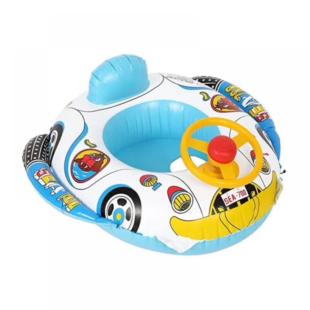 Inflatable Pool Float Ring with Steering Wheel Horn for Kids H538