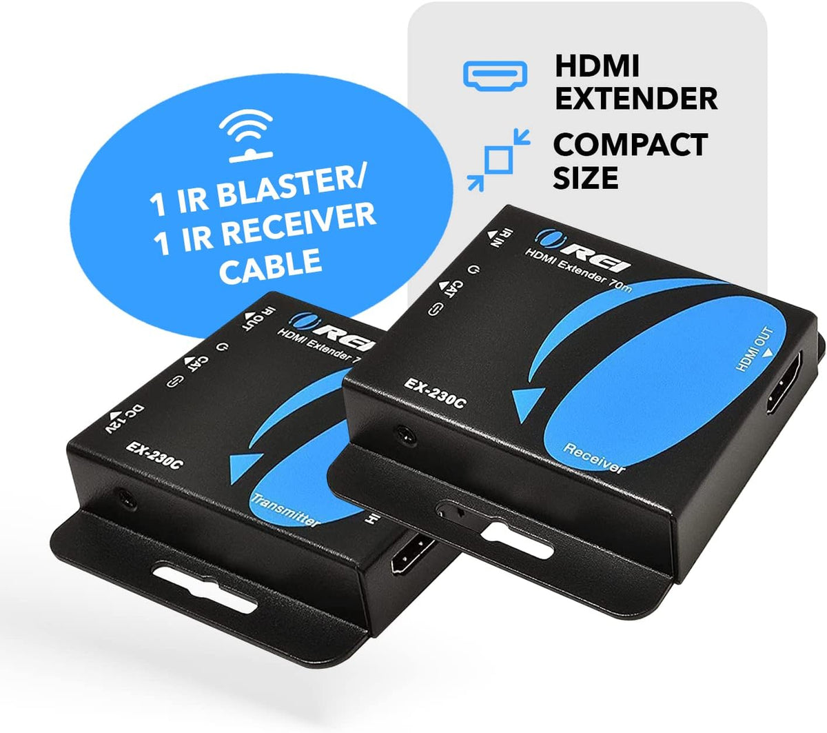 4K HDMI Over CAT6/CAT7 Extender RJ45 4K@30Hz Upto 130 Ft 1080P Upto 230 FT Full HD POC Transmitter & Receiver IR Loop Out R8117