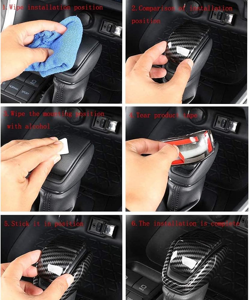 Carbon Fiber Auto Gear Shift Knob Cover Sticker Trim Z446