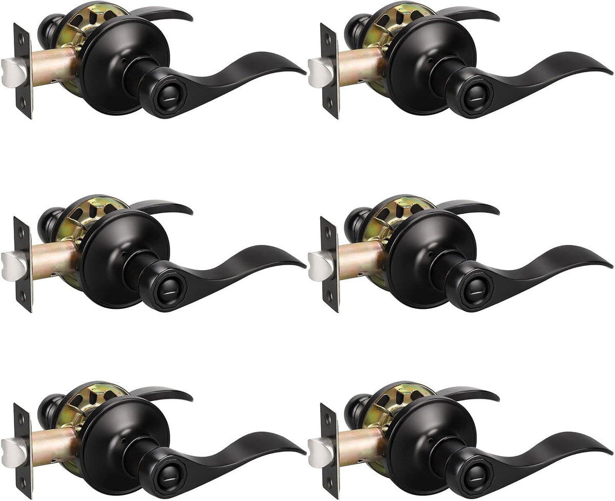 8 Pack Matte Black Privacy Door Knobs with Thumb Turn Lock O7026