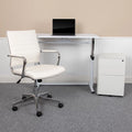 White Adjustable Computer Desk, Office Chair and Mobile Filing Cabinet K489509