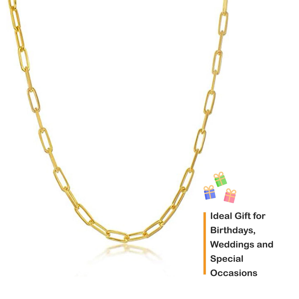 Sterling Silver Gold Plated Paperclip Chain Necklace, 1.8mm, 16.0" M804832