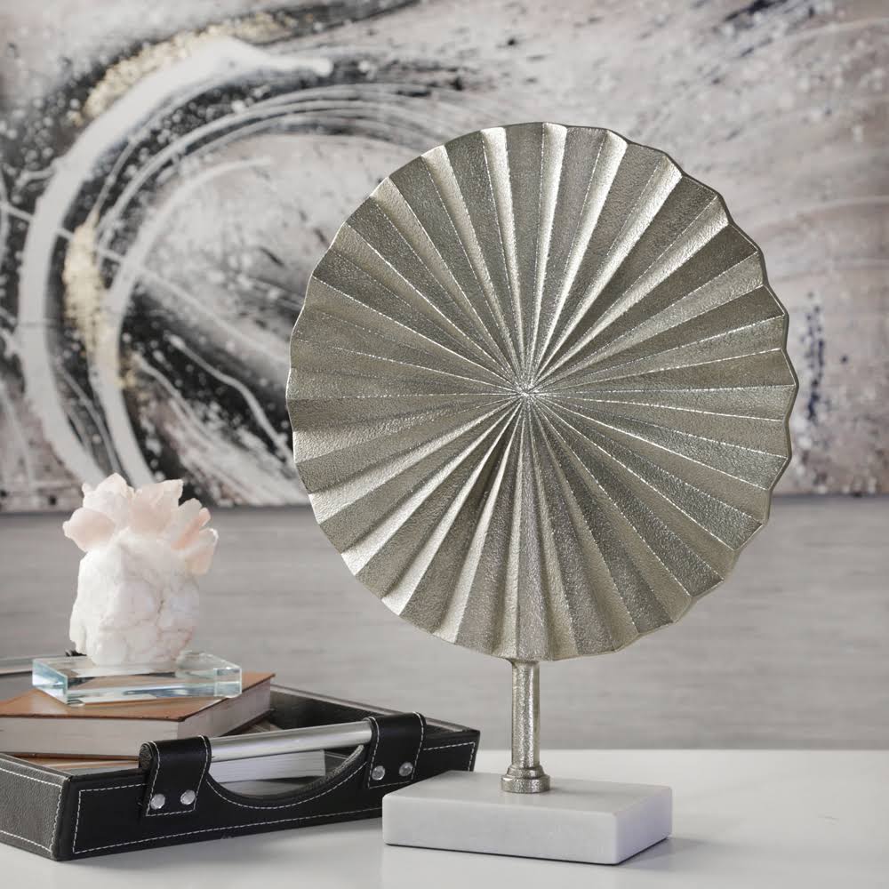 Fan Disk on Marble Base, Silver J625