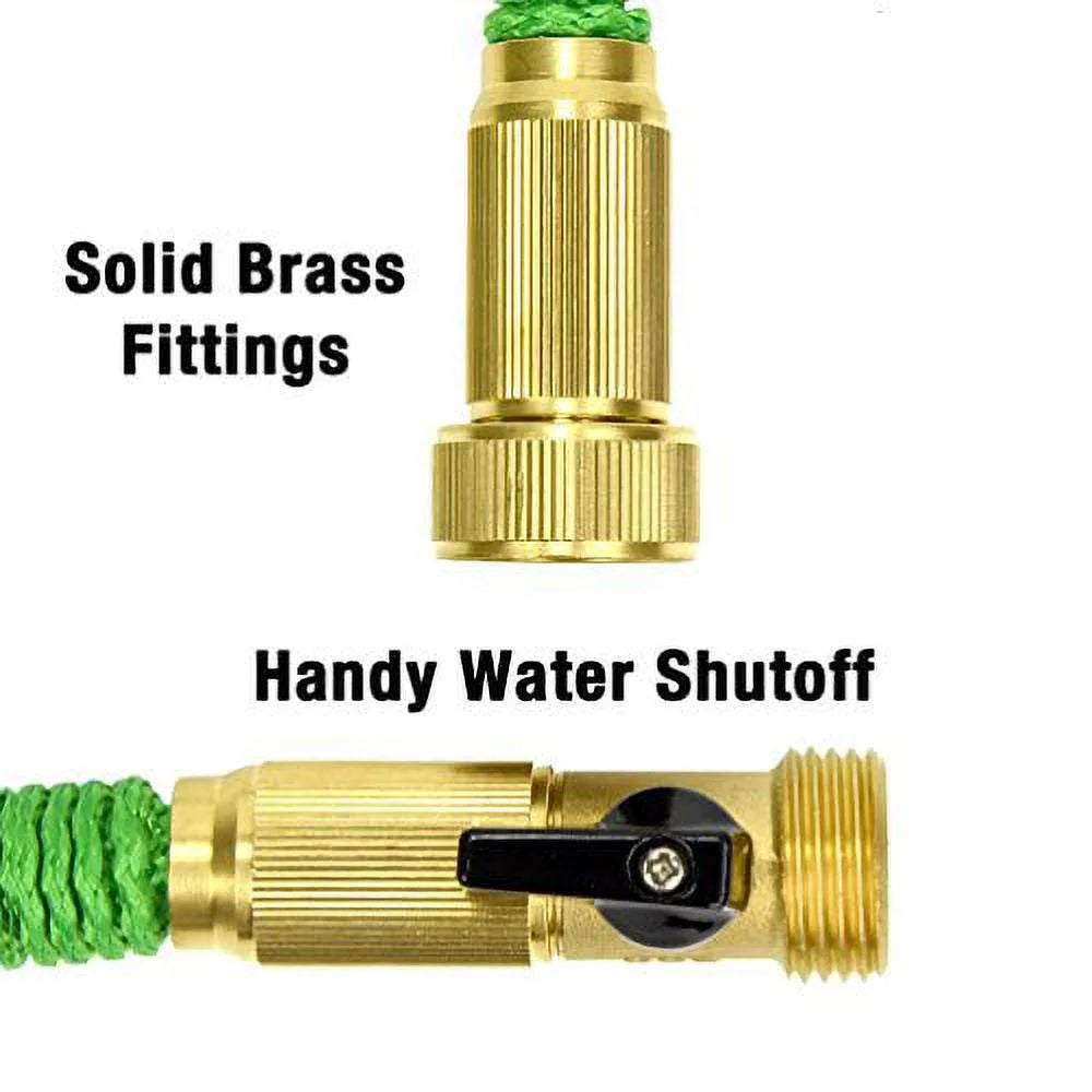 25 Feet Expandable Garden Hose with Brass End and 8 Function Spray Nozzle U61958