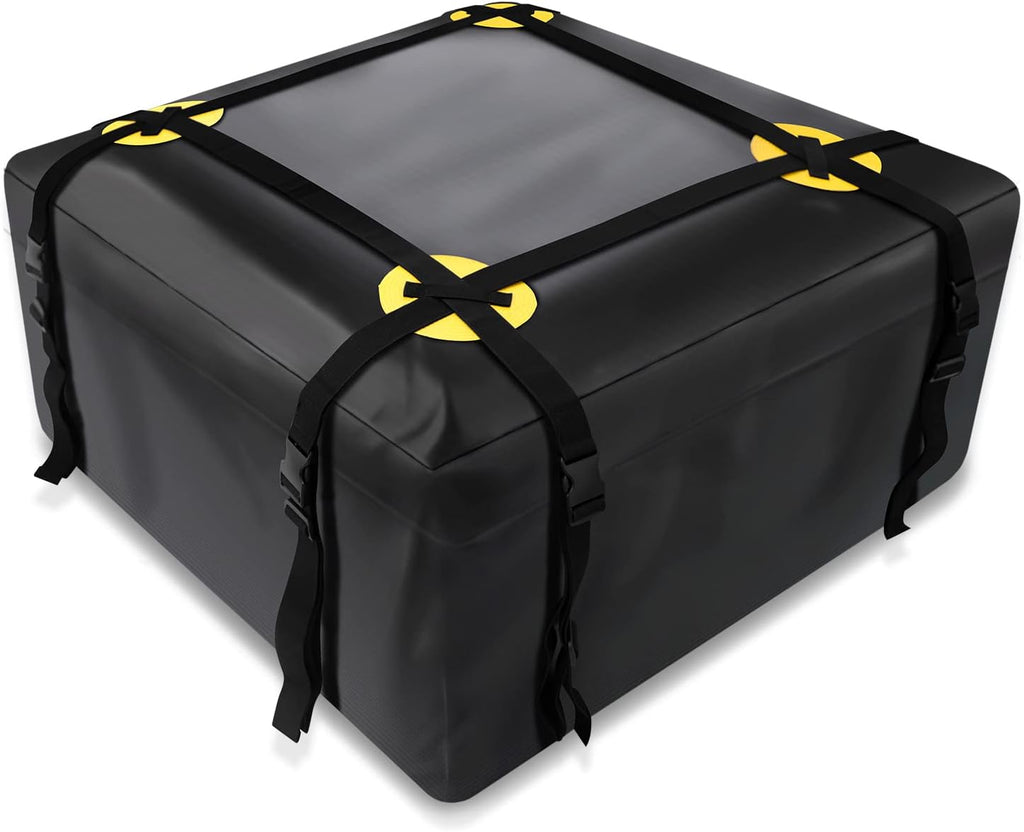 Car Roof Bag Waterproof Rooftop Cargo Carrier with Anti-Slip Mat and 6 Heavy-Duty Straps (15 Cubic Feet) J9305