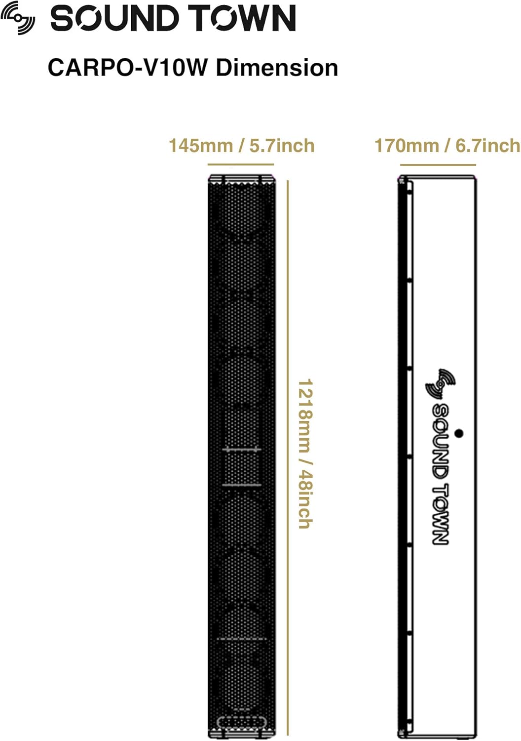 White Passive Wall-Mount Column Line Array Speaker with 8 x 5” Woofers Y718088