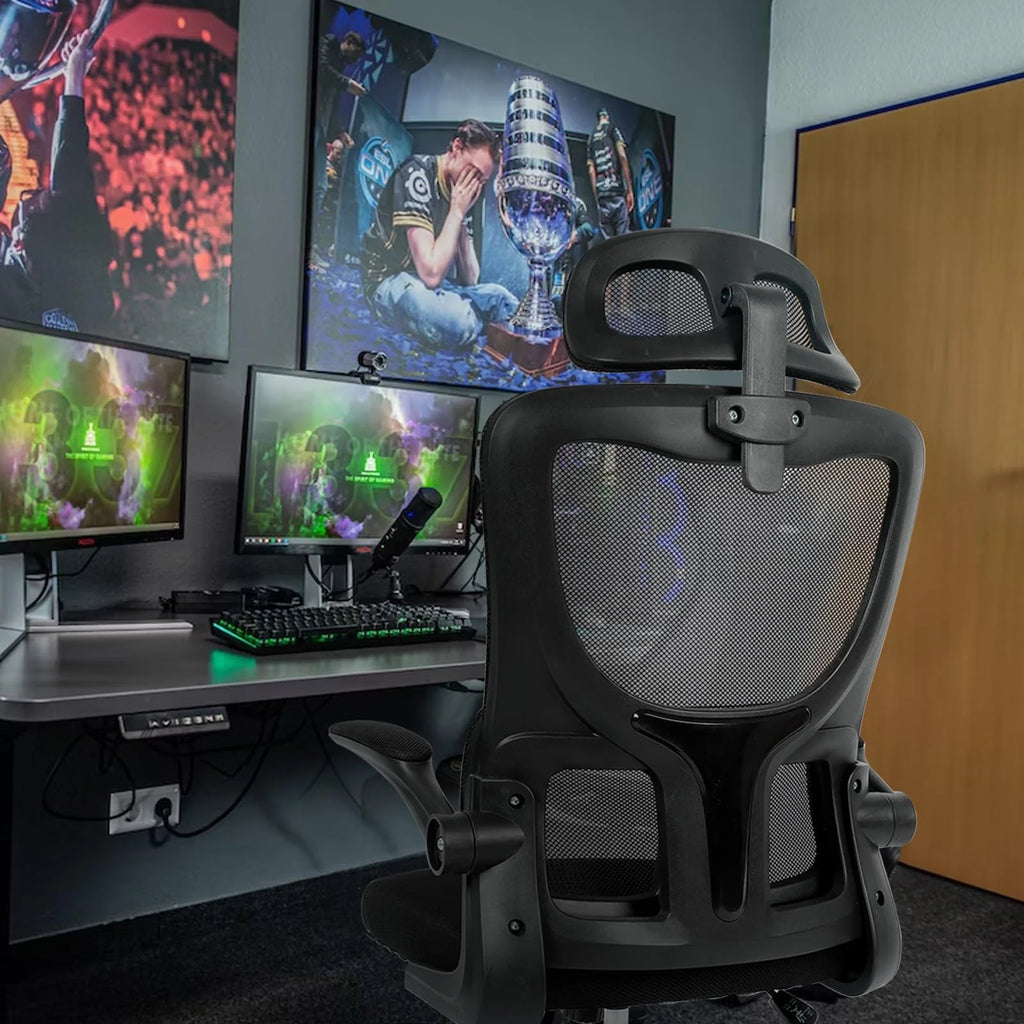 Black Mesh Ergonomic Office Chair with Headrest Q1516