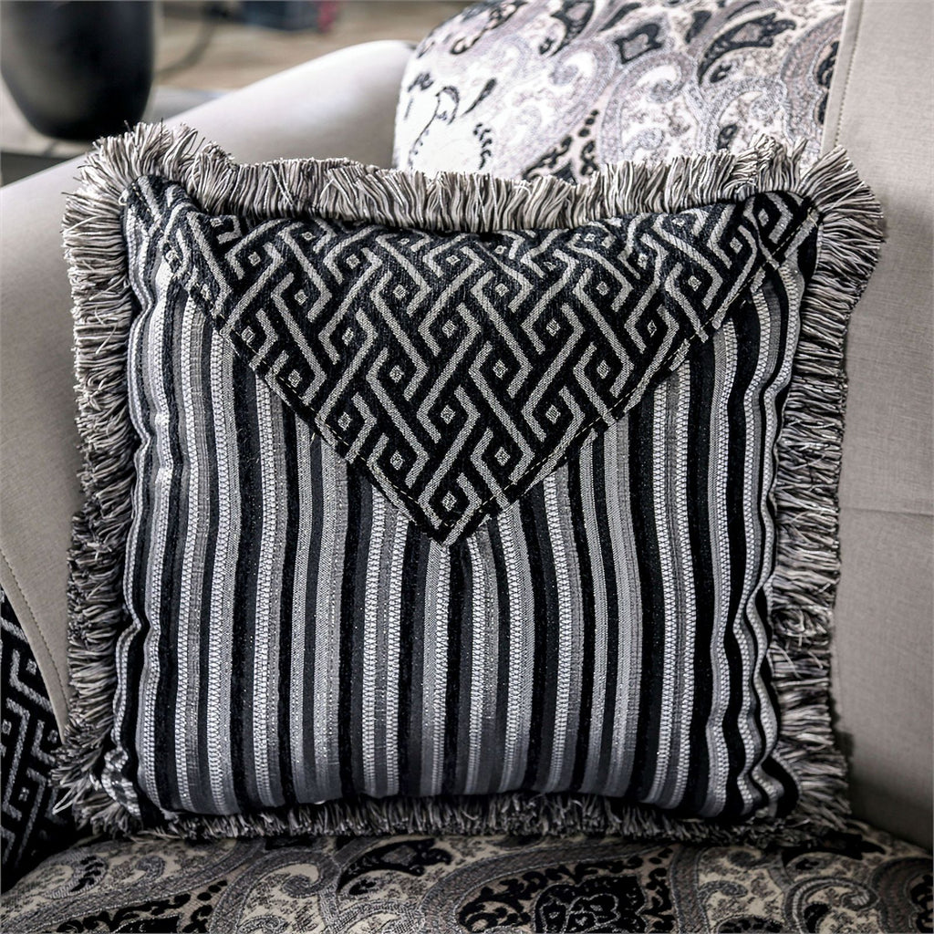 Black and Gray Chenille Upholstered 2-Piece Sofa Set R49882