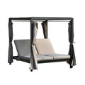 Gray Outdoor Steel Metal Adjustable Day Bed with Canopy & Taupe Cushions K506701