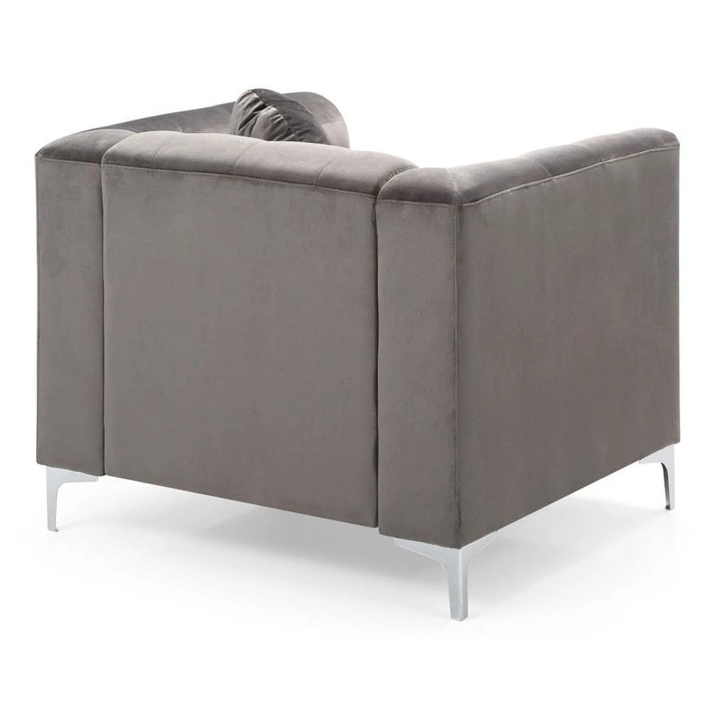 Velvet Sofa Chaise and Chair 2-Piece Set Dark Gray H6757