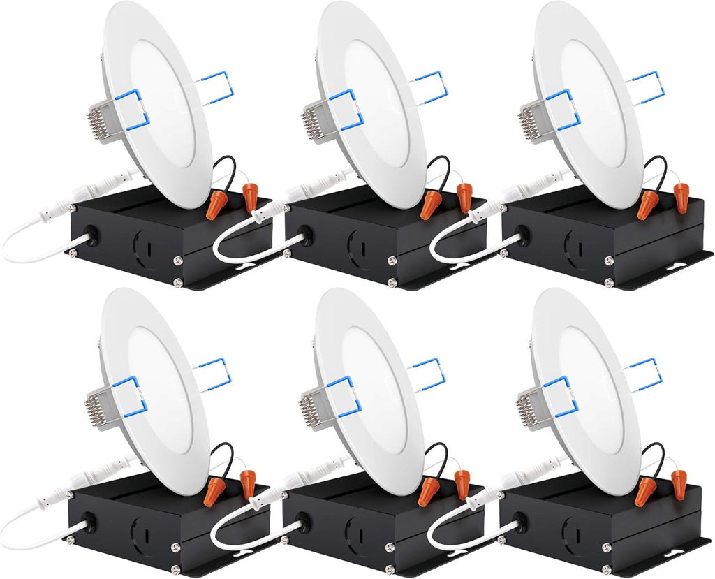 4 Inch Ultra Thin LED Recessed Ceiling Lights, 4000K Cool White, Dimmable 10W, 650 LM, 6 Pack X5918