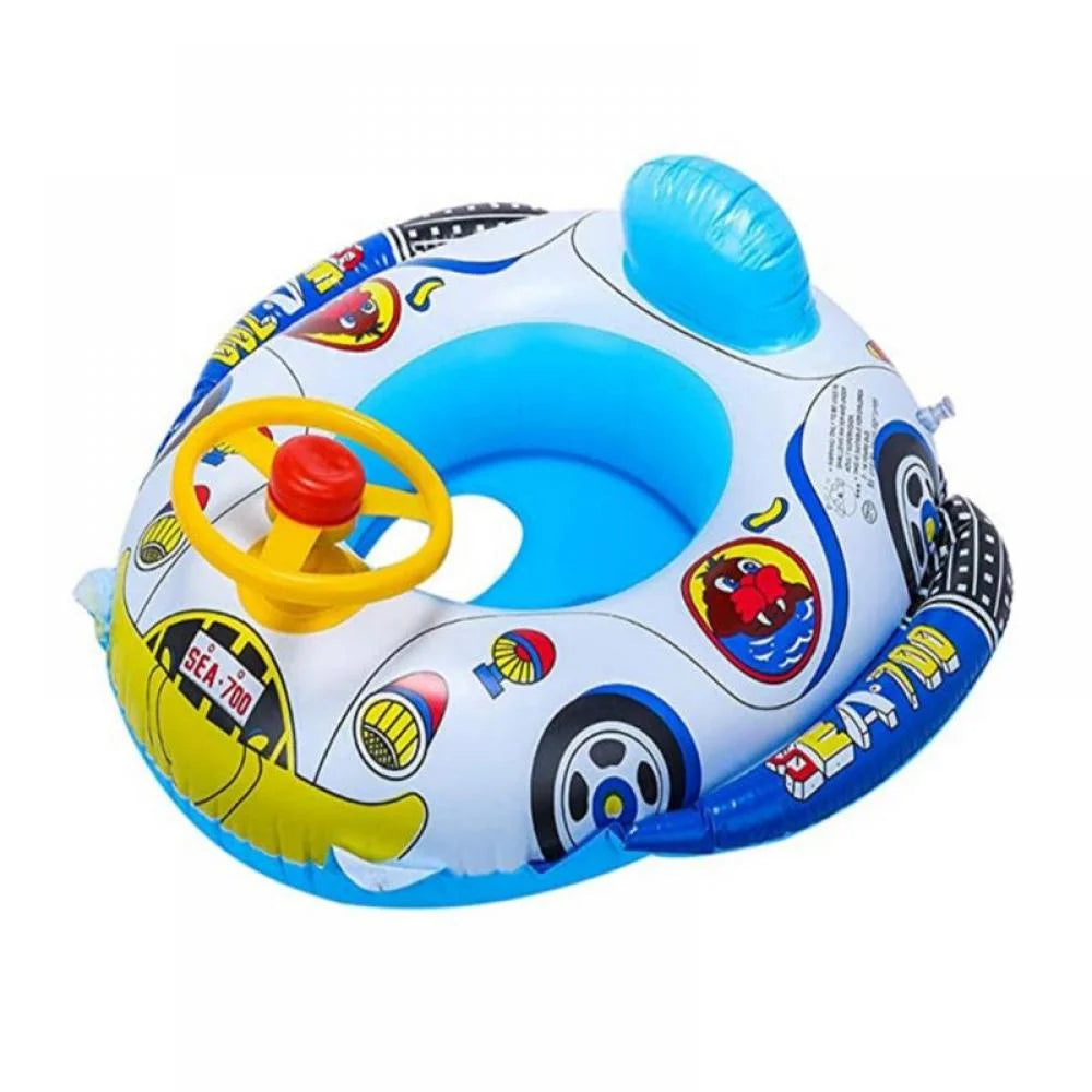 Inflatable Pool Float Ring with Steering Wheel Horn for Kids H538