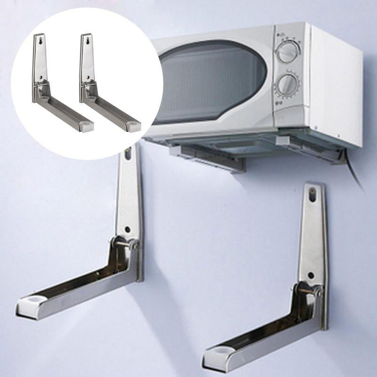 Stainless Steel Microwave Oven Shelf Rack Wall Mounted Stand Support Frame Q4188