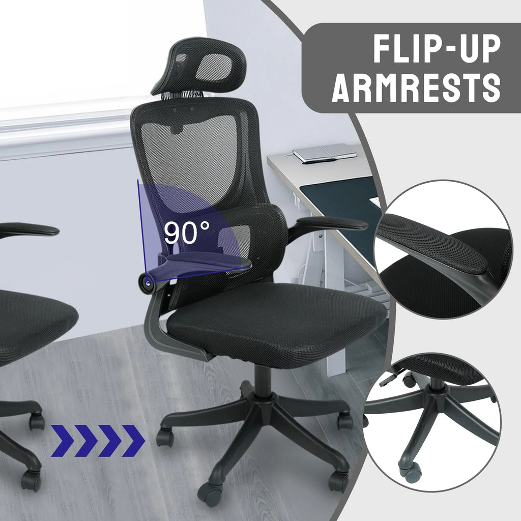 Black Mesh Ergonomic Office Chair with Headrest Q1516