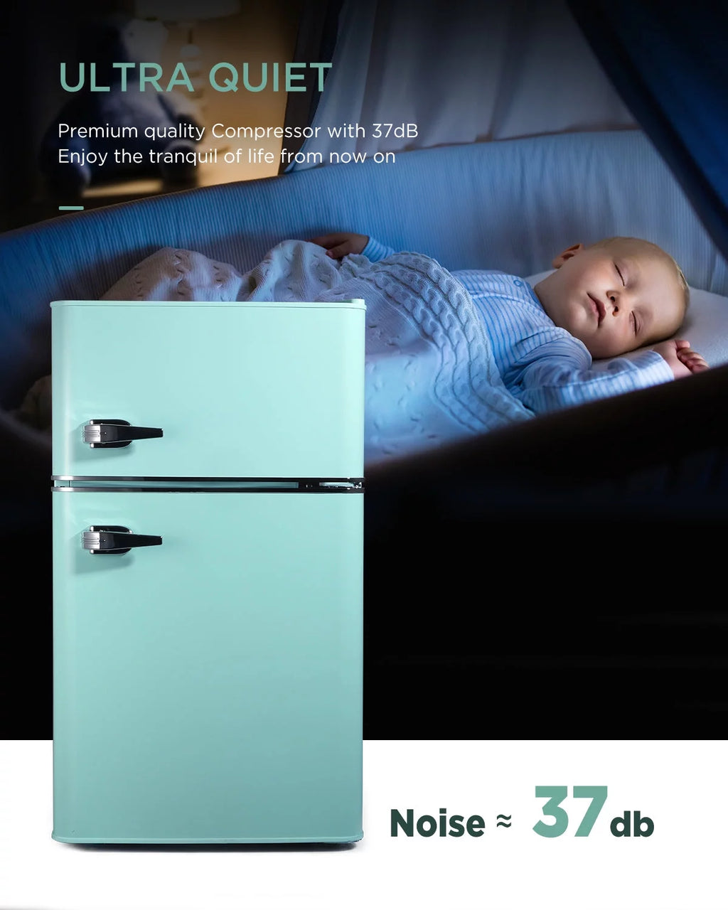 3.2 Cu ft Compact Mini Refrigerator Green O36911