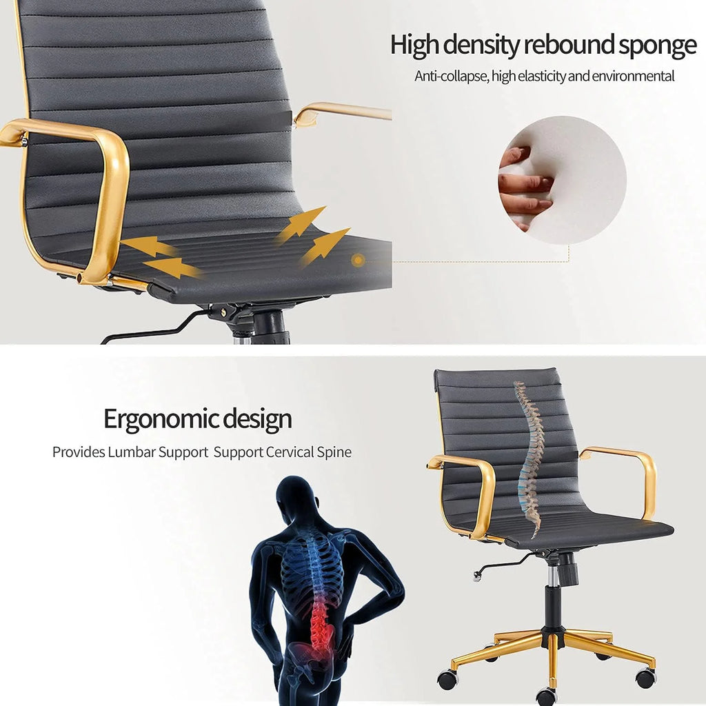 Black Ergonomic Office Chair with Back Support and Caster Wheels P4953