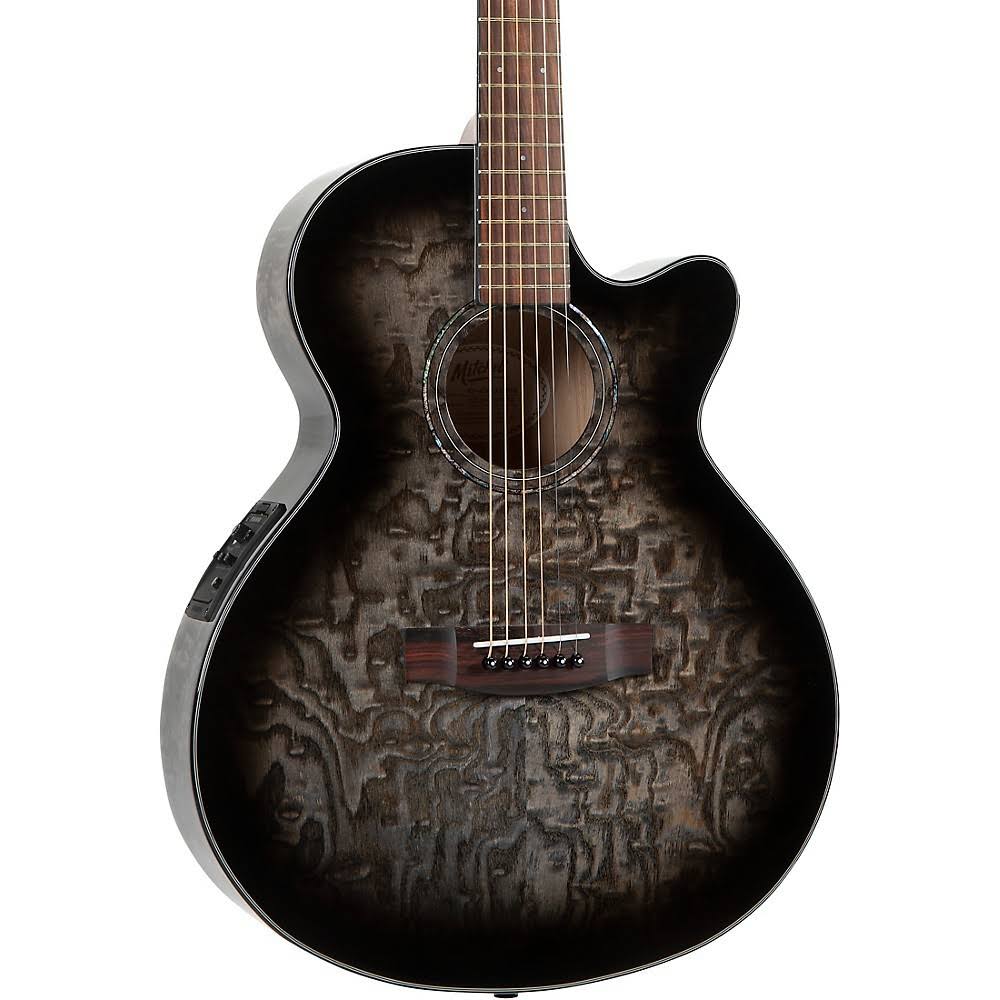 Acoustic-Electric Quilted Ash Burl Midnight Black Edge Burst S8374